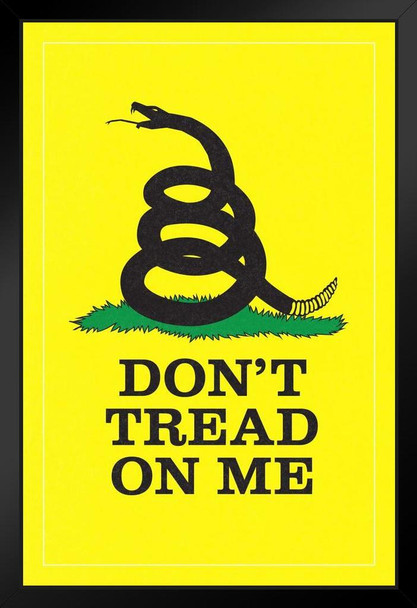 Gadsden Flag Dont Tread On Me Rattlesnake Coiled Ready To Strike Yellow Black Wood Framed Poster 14x20