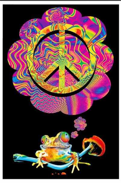 Mushroom Peace Frog Shrooms Symbol Psychedelic Trippy Poster 23x35 inch