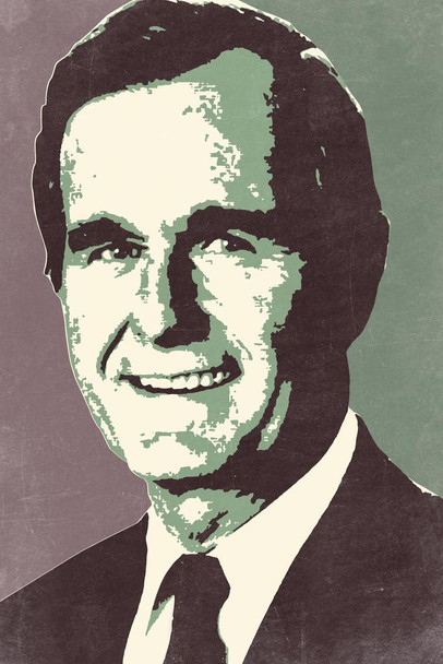 President George HW Bush 41 Pop Art Portrait Republican Politics Politician Ta Cool Wall Art Print Poster 24x36