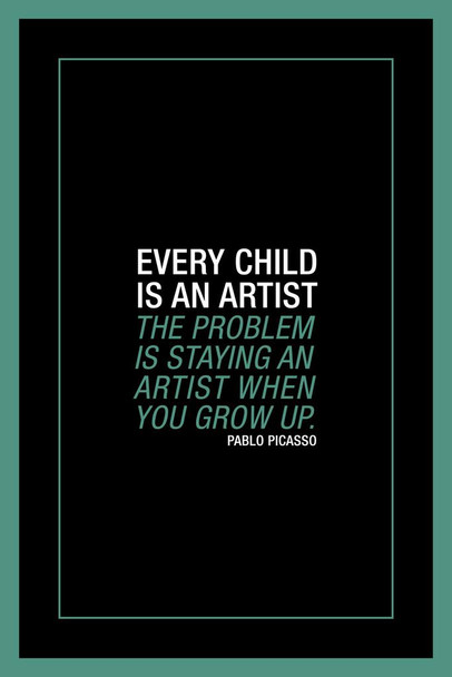 Pablo Picasso Every Child Is An Artist Motivational Art Print Picasso Wall Art Quote Expressionism Artwork Style Abstract Symbolist Oil Painting Canvas Home Cool Huge Large Giant Poster Art 36x54