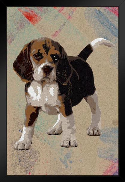 Dogs Beagles Painting Color Splash Puppy Posters For Wall Funny Dog Wall Art Dog Wall Decor Puppy Posters For Kids Bedroom Animal Wall Poster Cute Animal Posters Black Wood Framed Art Poster 14x20