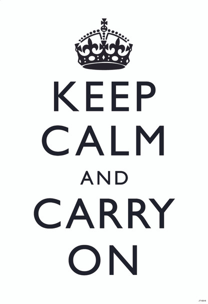 Keep Calm Carry On Motivational Inspirational WWII British Morale White Black Cool Wall Art Print Poster 12x18