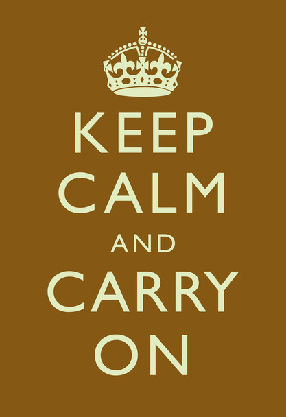 Keep Calm Carry On Motivational Inspirational WWII British Morale Brown Cool Wall Decor Art Print Poster 12x18