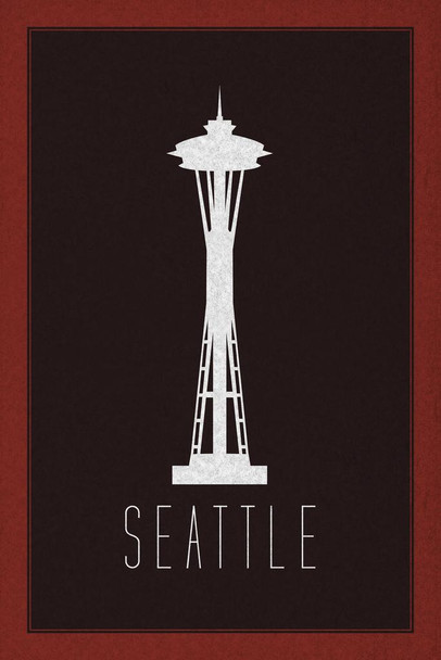 Cities Seattle Space Needle Maroon Cool Huge Large Giant Poster Art 36x54