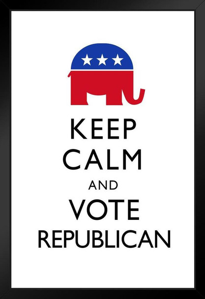 Keep Calm and Vote Republican White Black Wood Framed Poster 14x20