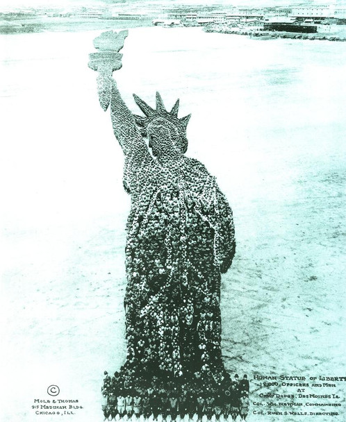 Human Statue Of Liberty 18000 Officers Soldiers Camp Dodge Photograph Cool Wall Decor Art Print Poster 24x36