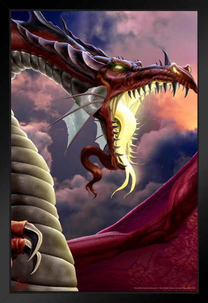 The Wretched Dragon Tom Wood Fantasy Art Black Wood Framed Poster 14x20