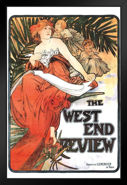 Alphonse Mucha The West End Review Art Nouveau Vintage Art Print Advertisement Black Wood Framed Poster 14x20