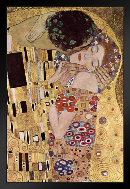 Gustav Klimt The Kiss Austrian Symbolist Painter Golden Period Art Nouveau Print II Black Wood Framed Poster 14x20