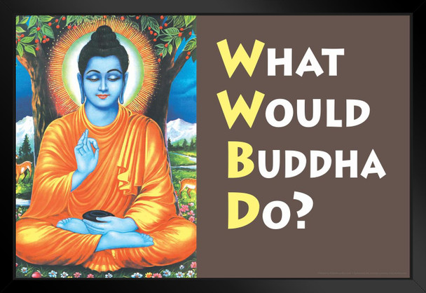 What Would Buddha Do Humor Black Wood Framed Art Poster 20x14