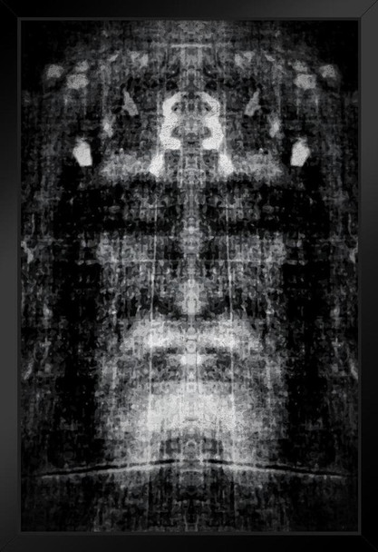 Shroud Of Turin Black And White Negative Inspirational Motivational Religious Black Wood Framed Art Poster 14x20