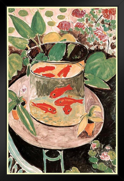 Henri Matisse Goldfish with Border Matisse Wall Art Abstract Art Poster Print French Fine Art Colorism Abstract Poster Prints for Wall Decor Aesthetic Nature Black Wood Framed Art Poster 14x20