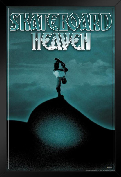 Skateboard Heaven Boobs Funny Black Wood Framed Poster 14x20