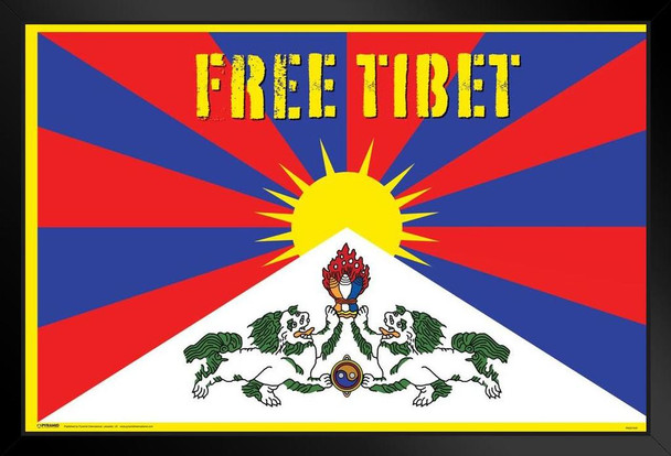 Free Tibet Flag Black Wood Framed Art Poster 14x20