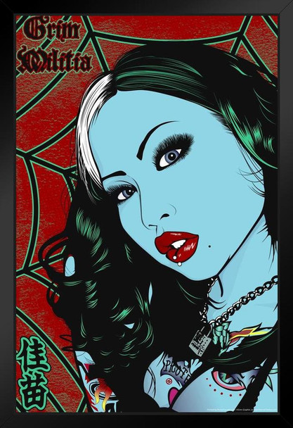 Living Dead By Grim Graphix Retro Pin Up Black Wood Framed Poster 14x20
