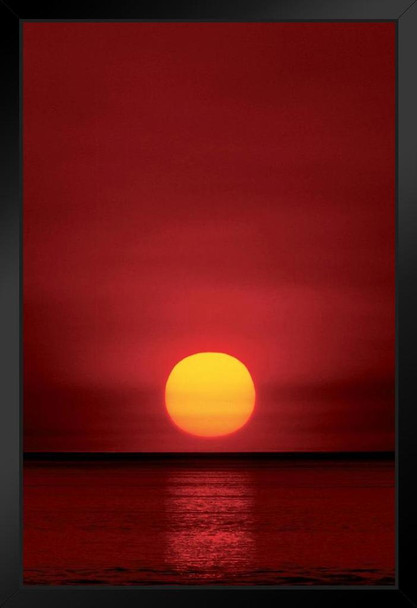 Sunset Over The Ocean Photography Art Print Black Wood Framed Poster 14x20