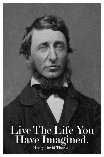 Henry David Thoreau Live The Life You Have Imagined Black White Cool Wall Art Print Poster 24x36