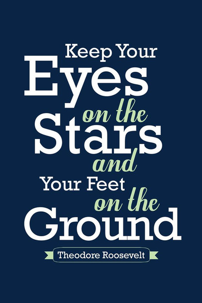 Theodore Roosevelt Keep Your Eyes on the Stars and Feet on the Ground Blue Cool Wall Art Print Poster 24x36