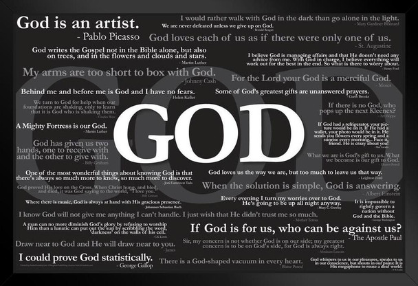 Quotes About God Religion Art Black Wood Framed Poster 14x20