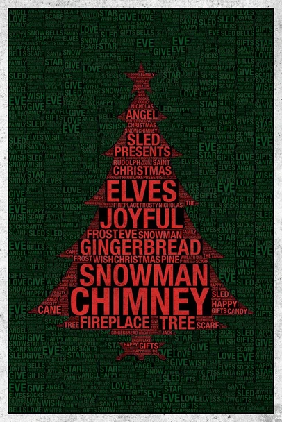 Words Christmas Black Cool Wall Art Print Poster 24x36