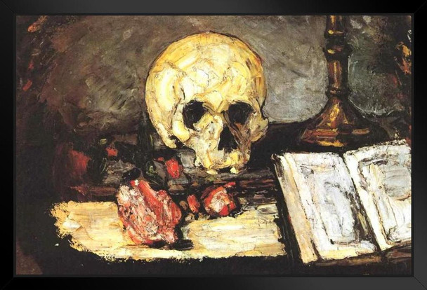 Cezanne Skull and Candlestick Impressionist Posters Paul Cezanne Art Prints Nature Landscape Painting Flower Wall Art French Artist Garden Romantic Art Black Wood Framed Art Poster 20x14