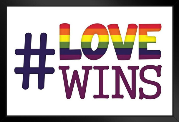 Love Wins Rainbow II Hashtag Black Wood Framed Poster 20x14