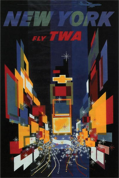 New York Fly TWA Vintage Travel Art Print Cool Huge Large Giant Poster Art 36x54