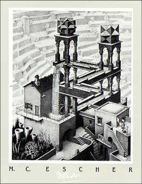 M.C. Escher Waterfall Thick Cardstock Poster 19.5x27.5 inch