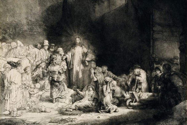 Rembrandt The Hundred Guilder Print Christ Healing The Sick Cool Wall Art Print Poster 36x24