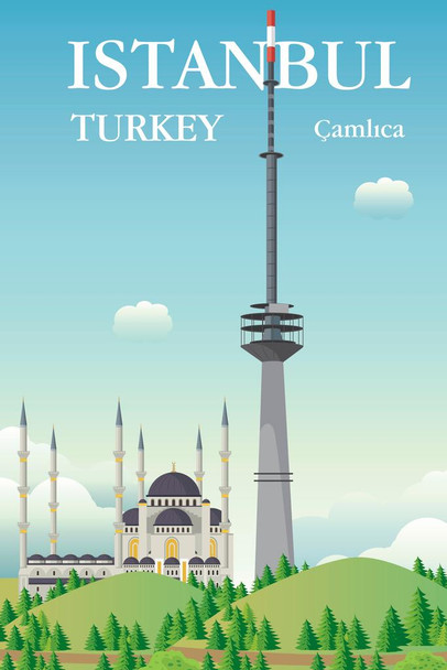 Camlica Tower Istanbul Retro Travel Art Cool Huge Large Giant Poster Art 36x54