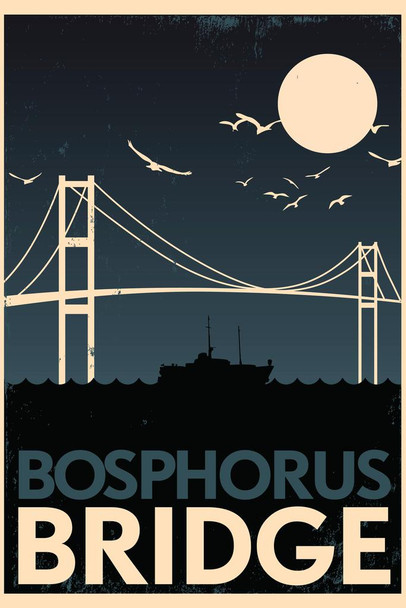 Bosphorus Bridge Istanbul Retro Travel Art Cool Huge Large Giant Poster Art 36x54