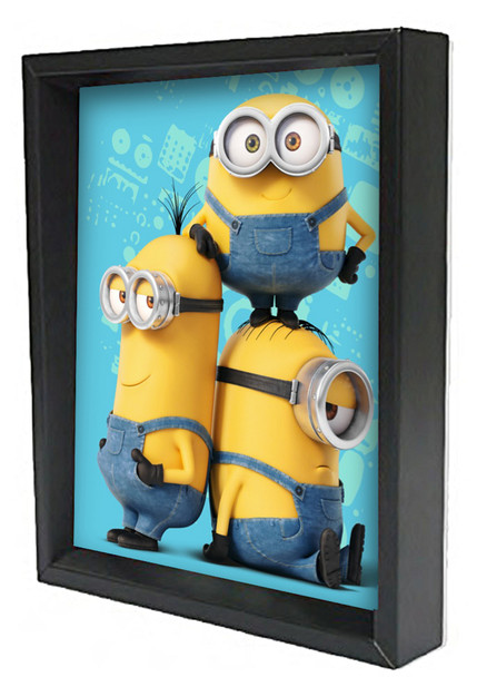 Minions Names Computer Animated Comedy Film Movie Despicable Me Bob Kevin Stuart Framed Shadow Box 3D Poster 8x10