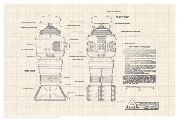 Lost In Space Environmental Control Robot B9 Diagram Cool Wall Art Print Poster 12x18