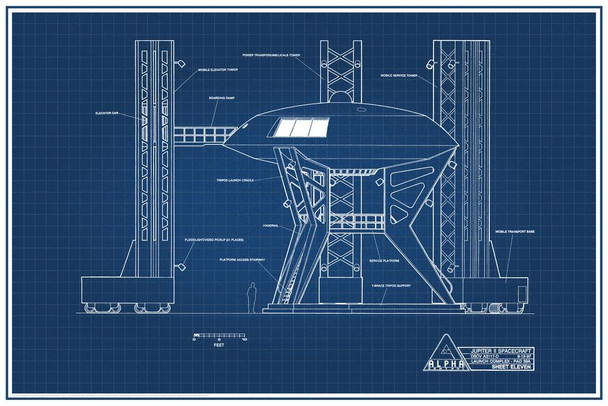 Lost In Space Jupiter 2 Launch Pad Blueprint Cool Huge Large Giant Poster Art 36x54