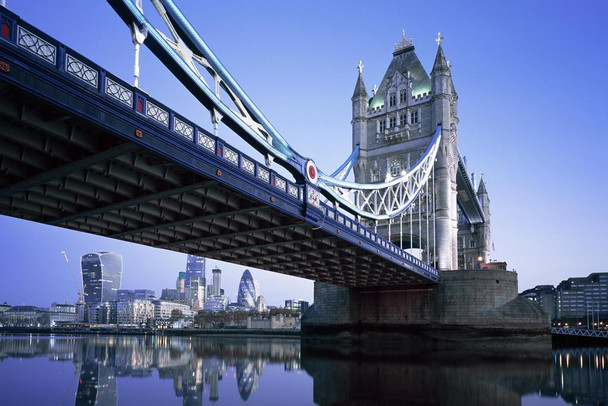 London Tower Bridge and Business District Skyline at Dawn Photo Art Print Cool Huge Large Giant Poster Art 54x36