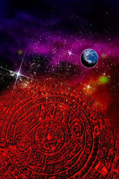 Aztec Sun Stone Futuristic Artwork Art Print Cool Huge Large Giant Poster Art 36x54