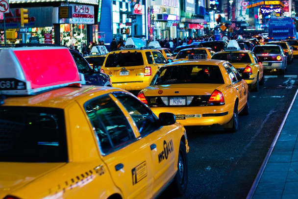 Traffic in Times Square Midtown New York City NYC Photo Art Print Cool Huge Large Giant Poster Art 54x36
