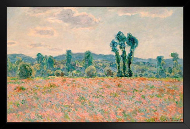 Claude Monet Poppy Field In Giverny Impressionist Art Posters Claude Monet Prints Nature Landscape Painting Claude Monet Canvas Wall Art French Wall Decor Monet Black Wood Framed Art Poster 20x14