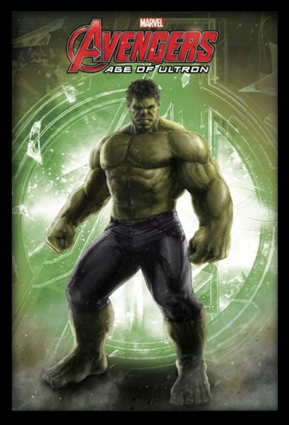 Hulk Avengers Age of Ultron Marvel Comics Superhero Film Movie Logo Framed Poster - 24x36