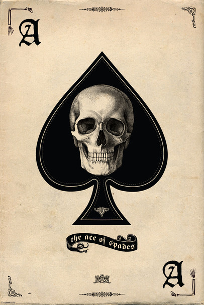 Ace of Spades Retro Skull Gothic Playing Card Poker Decoration Cool Wall Decor Art Print Poster 24x36