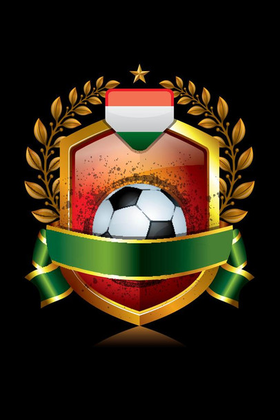 Hungary Soccer Icon with Laurel Wreath Sports Cool Huge Large Giant Poster Art 36x54