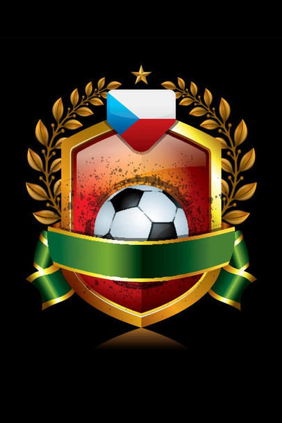 Czech Republic Soccer Icon with Laurel Wreath Sports Cool Huge Large Giant Poster Art 36x54