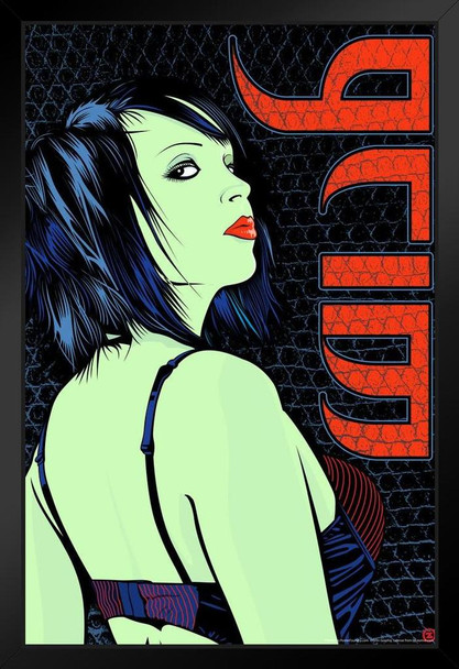 Snakeskin Grim Graphix Retro Pin Up Black Wood Framed Poster 14x20