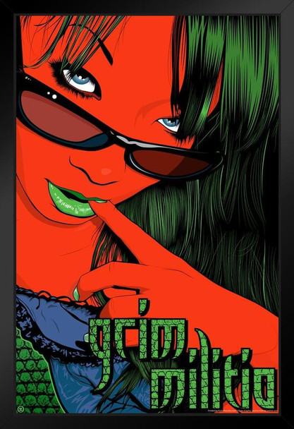Devil Girl by Grim Graphix Retro Pin Up Black Wood Framed Poster 14x20