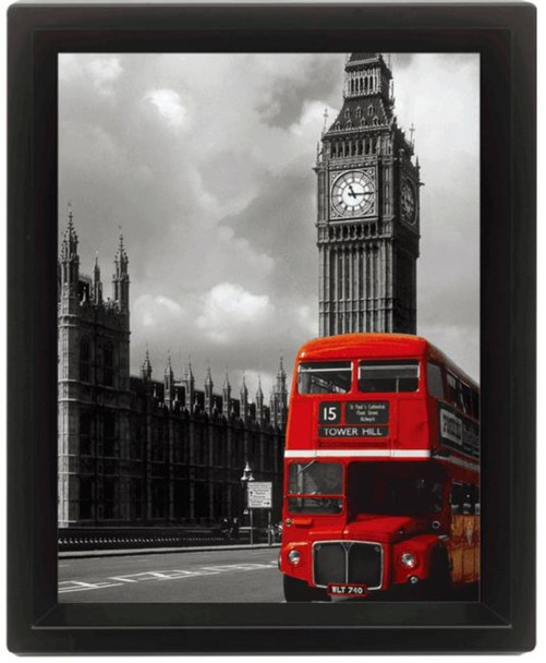 London Red Bus Framed Shadow Box 3D Poster 8x10