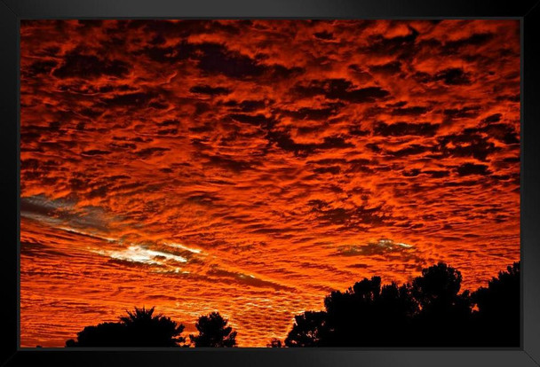 Fire in the Sky at Dusk El Paso Texas Photo Art Print Black Wood Framed Poster 20x14