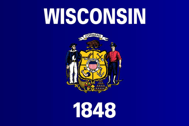 Wisconsin State Flag Madison Milwaukee Badger State Flag Great Lakes Education Patriotic Posters American Flag Poster of Flags for Wall Decor Flags Poster US Cool Huge Large Giant Poster Art 36x54