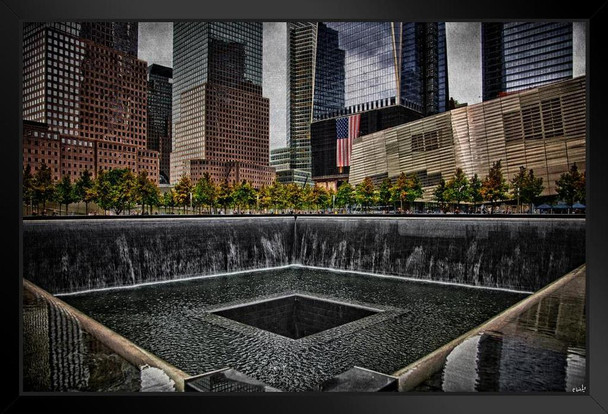 North Tower Memorial by Chris Lord Photo Art Print Black Wood Framed Poster 14x20