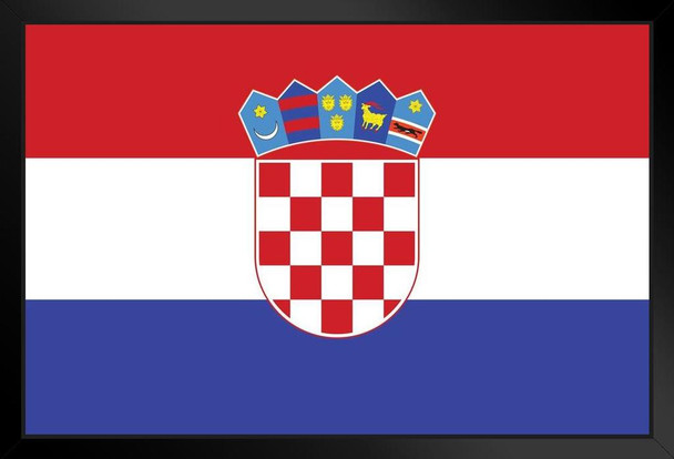 Croatia National Flag Black Wood Framed Poster 14x20