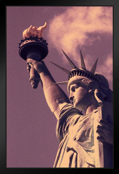 Statue of Liberty New York City Close Up Torch Photo Art Print Black Wood Framed Poster 14x20